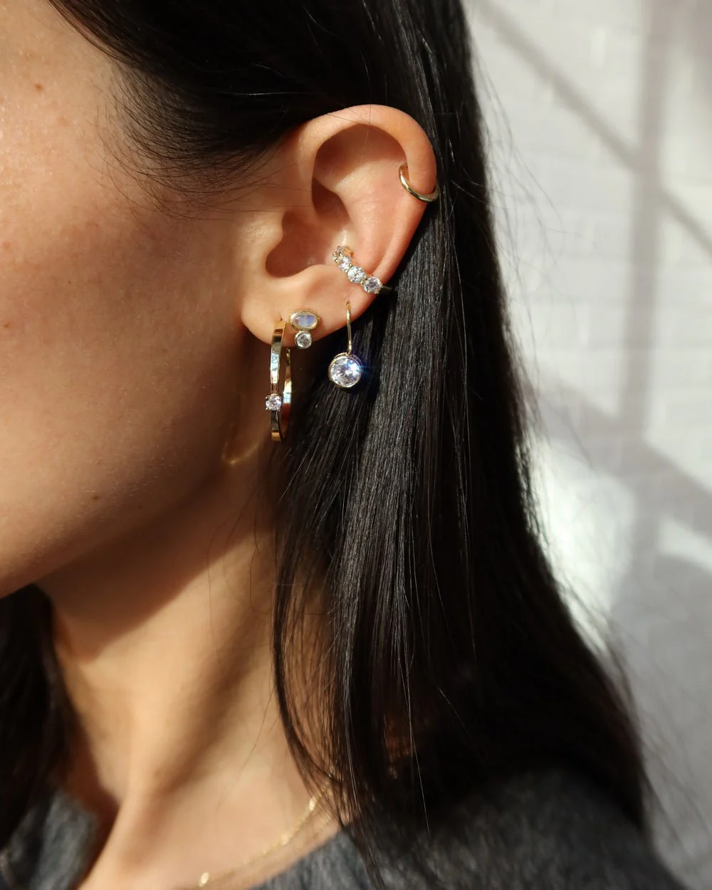 NORAH SPARKLE DOT MEDIUM HOOPS - Image 7
